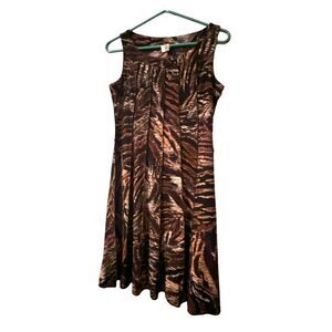 PerSeption Petite Tiger Print Midi A line Dress